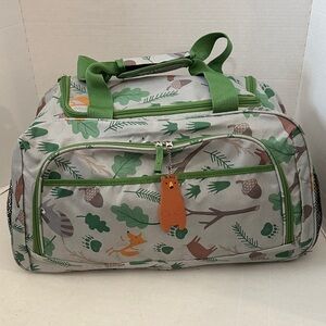Kids Forest woodland friends duffel/ carry on - Green and Gray